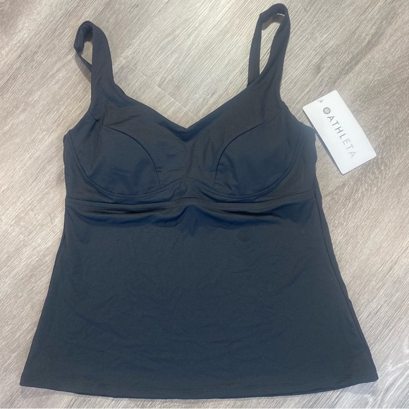 Athleta Black Ruched Tankini Swim Top Size 36 B/C NWT - Picture 4 of 11